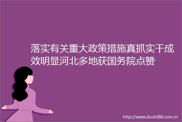 落实有关重大政策措施真抓实干成效明显河北多地获国务院点赞