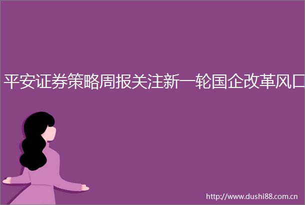 平安证券策略周报关注新一轮国企改革风口