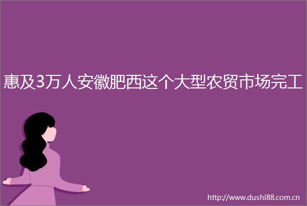 惠及3万人安徽肥西这个大型农贸市场完工