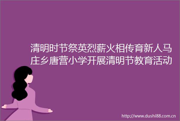 清明时节祭英烈薪火相传育新人马庄乡唐营小学开展清明节教育活动