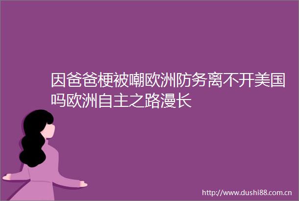 因爸爸梗被嘲欧洲防务离不开美国吗欧洲自主之路漫长