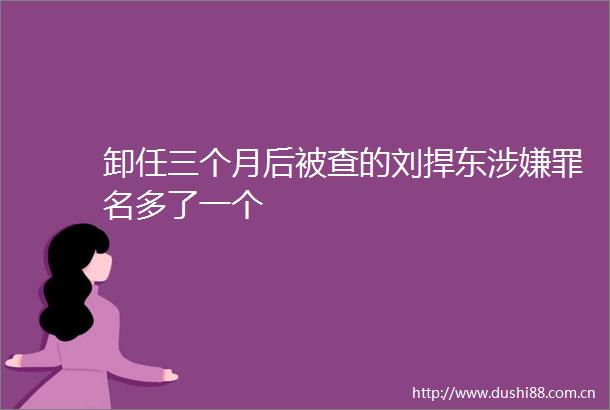 卸任三个月后被查的刘捍东罪名多了一个