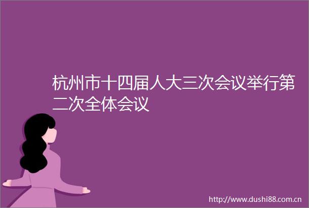 杭州市十四届人大三次会议举行第二次全体会议
