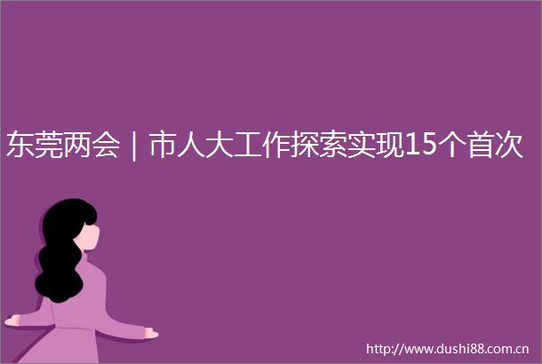 东莞两会｜市人大工作探索实现15个首次
