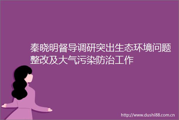 秦晓明督导调研突出生态环境问题整改及大气污染防治工作