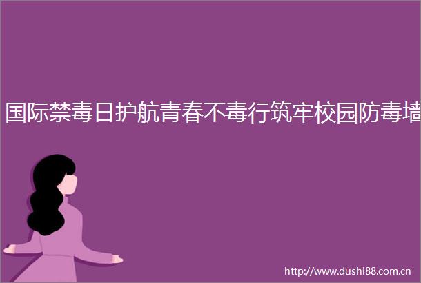 国际禁毒日护航青春不毒行筑牢校园防毒墙