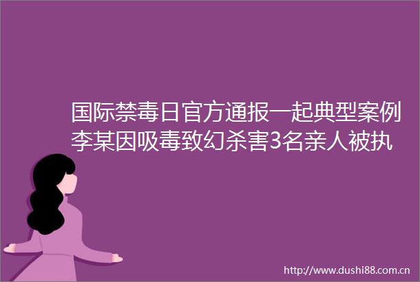 国际禁毒日官方通报一起典型案例李某因致幻杀害3名亲人被执行死刑