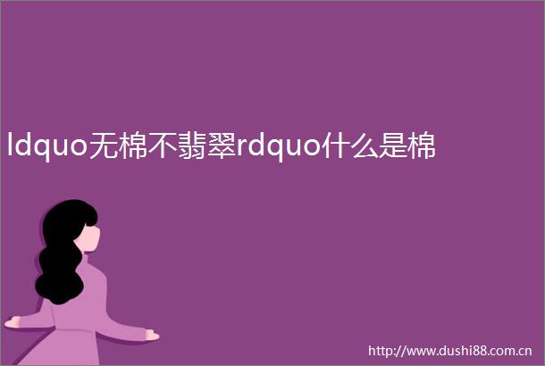 ldquo无棉不翡翠rdquo什么是棉