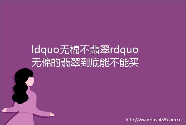 ldquo无棉不翡翠rdquo无棉的翡翠到底能不能买