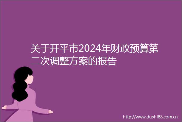 关于开平市2024年财政预算第二次调整方案的报告