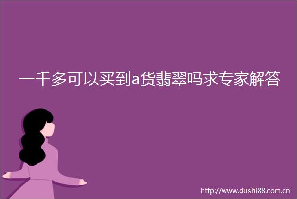 一千多可以买到a货翡翠吗求专家解答