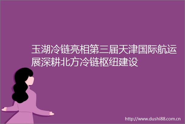 玉湖冷链亮相第三届天津国际航运展深耕北方冷链枢纽建设