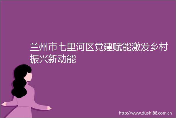 兰州市七里河区党建赋能激发乡村振兴新动能