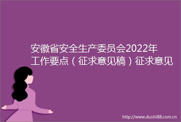 安徽省安全生产委员会2022年工作要点（征求意见稿）征求意见采纳情况