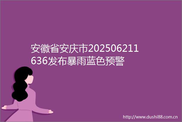 安徽省安庆市202506211636发布暴雨蓝色预警
