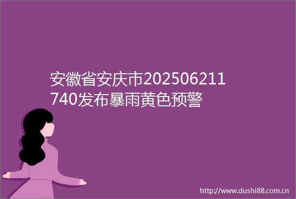 安徽省安庆市202506211740发布暴雨黄色预警