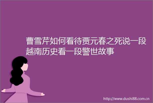 曹雪芹如何看待贾元春之死说一段越南历史看一段警世故事