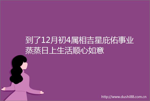 到了12月初4属相吉星庇佑事业蒸蒸日上生活顺心如意