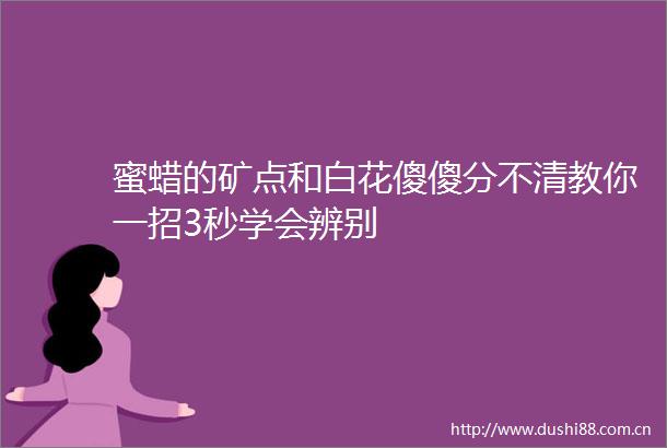 蜜蜡的矿点和白花傻傻分不清教你一招3秒学会辨别