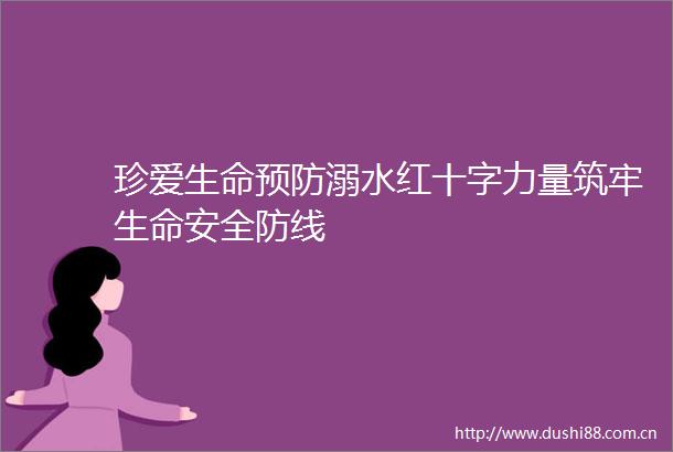 珍爱生命预防溺水红十字力量筑牢生命安全防线