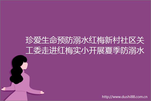 珍爱生命预防溺水红梅新村社区关工委走进红梅实小开展夏季防溺水宣传