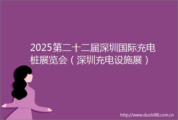 2025第二十二届深圳国际充电桩展览会（深圳充电设施展）