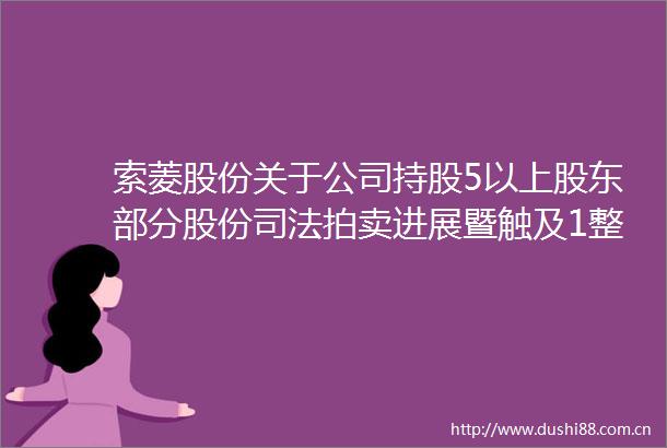索菱股份关于公司持股5以上股东部分股份司法拍卖进展暨触及1整数倍的公告内容摘要