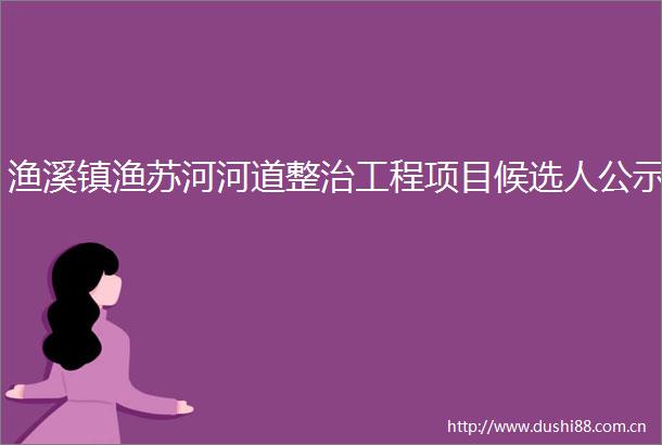 渔溪镇渔苏河河道整治工程项目候选人公示