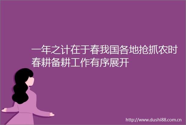 一年之计在于春我国各地抢抓农时春耕备耕工作有序展开