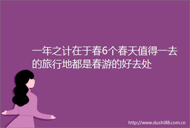 一年之计在于春6个春天值得一去的旅行地都是春游的好去处