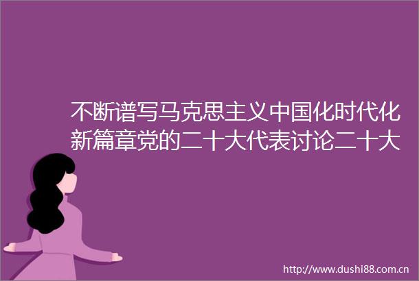 不断谱写马克思主义化时代化新篇章党的二十大代表讨论二十大报告综述