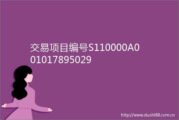 交易项目编号S110000A001017895029