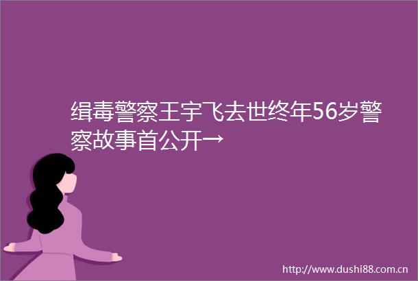 缉毒王宇飞去世终年56岁故事首公开→