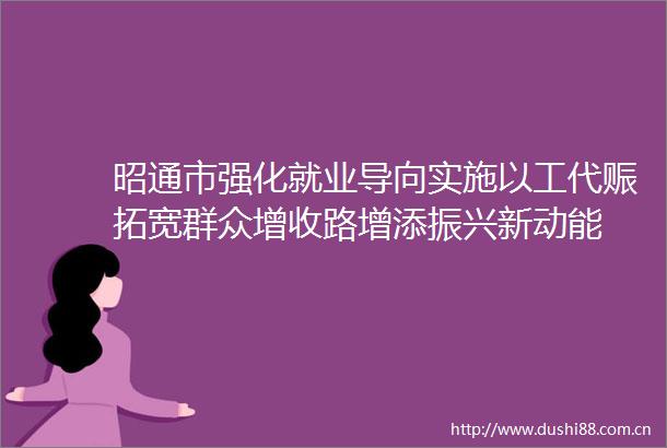昭通市强化就业导向实施以工代赈拓宽群众增收路增添振兴新动能