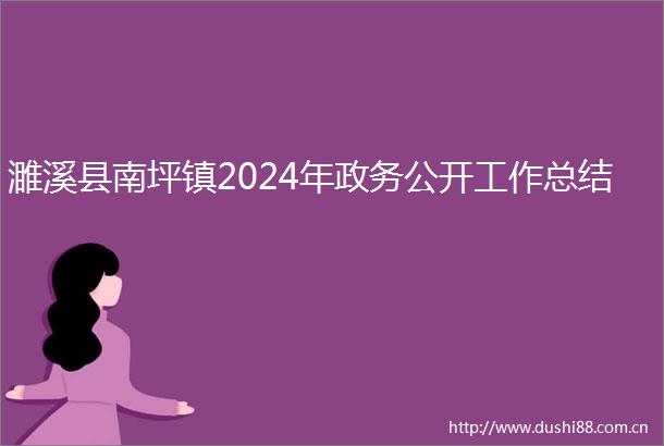 濉溪县南坪镇2024年政务公开工作总结