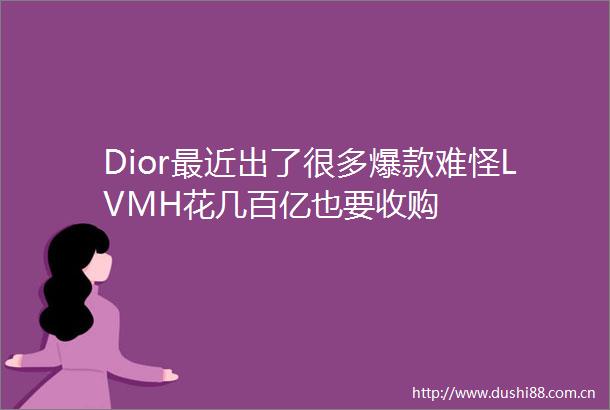 Dior最近出了很多爆款难怪LVMH花几百亿也要收购