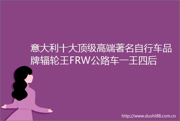 意大利十大顶级高端著名自行车品牌辐轮王FRW公路车一王四后