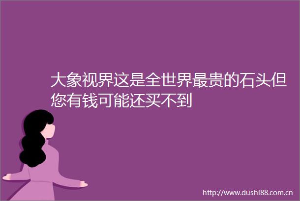 大象视界这是全世界最贵的石头但您有钱可能还买不到