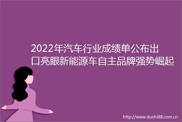 2022年汽车行业成绩单公布出口亮眼新能源车自主品牌强势崛起