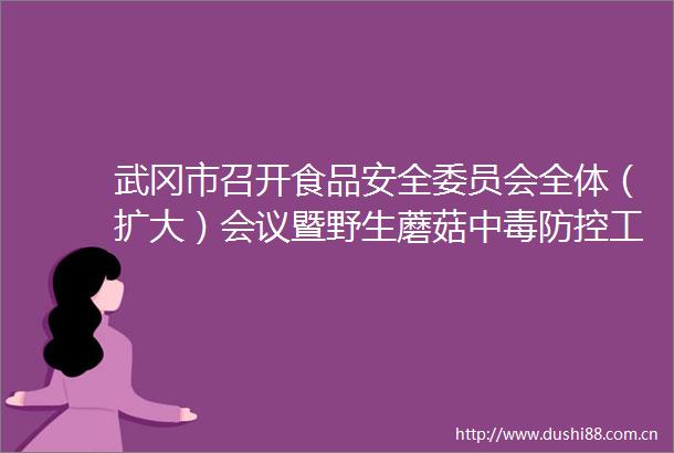 武冈市召开食品安全委员会全体（扩大）会议暨野生蘑菇中毒防控工作会