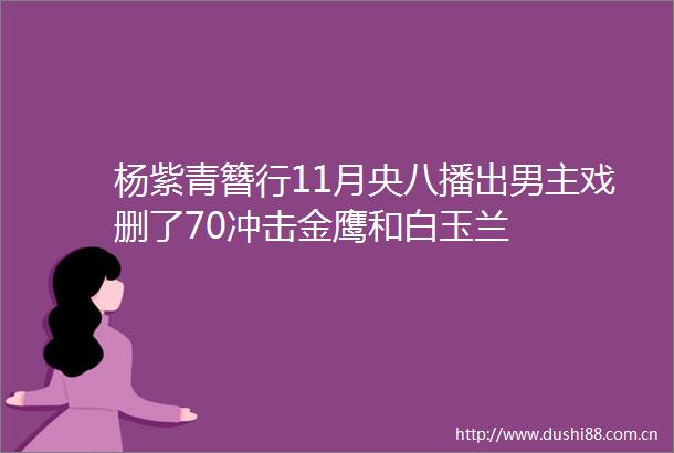 杨紫青簪行11月央八播出男主戏删了70冲击金鹰和白玉兰