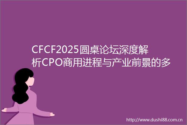CFCF2025圆桌论坛深度解析CPO商用进程与产业前景的多维透视
