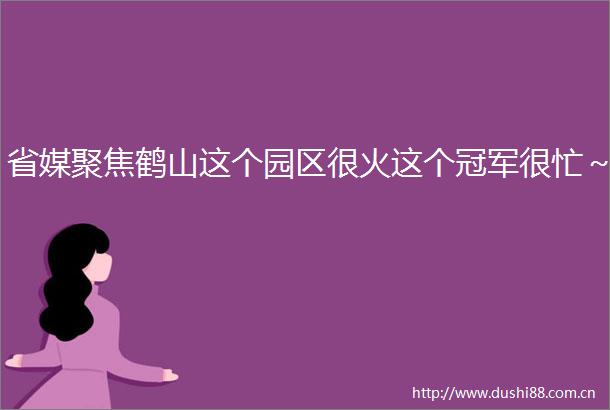 省媒聚焦鹤山这个园区很火这个冠军很忙～