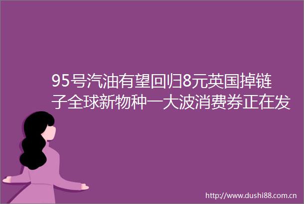 95号汽油有望回归8元英国掉链子全球新物种一消费券正在发放