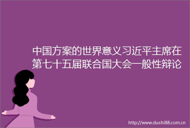 方案的世界意义在第七十五届联合国大会一般性辩论上的重要讲话系列解读之二
