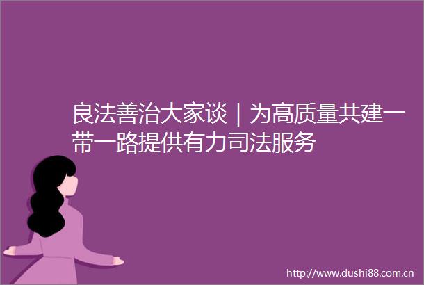 良法善治大家谈｜为高质量共建一带一路提供有力司法服务