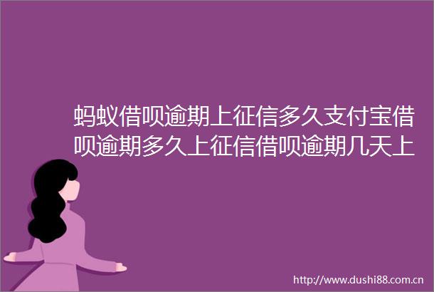 蚂蚁借呗逾期上征信多久支付宝借呗逾期多久上征信借呗逾期几天上征信今日推荐