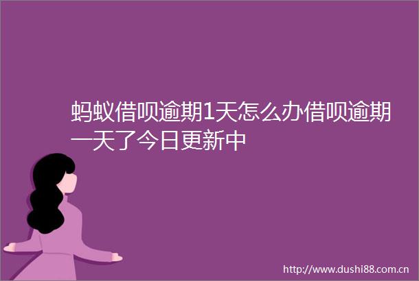 蚂蚁借呗逾期1天怎么办借呗逾期一天了今日更新中