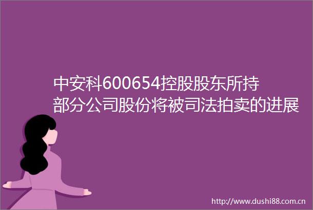 中安科600654控股股东所持部分公司股份将被司法拍卖的进展公告