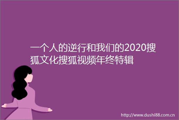 一个人的逆行和我们的2020搜狐文化搜狐视频年终特辑